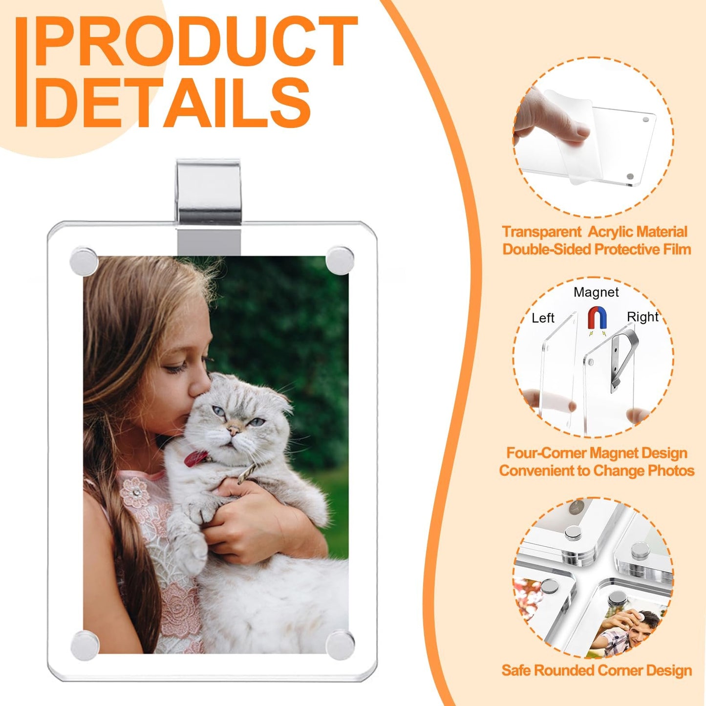 💕Acrylic Magnetic Car Sun Visor Photo Clip – Drive Safe, You’re Loved