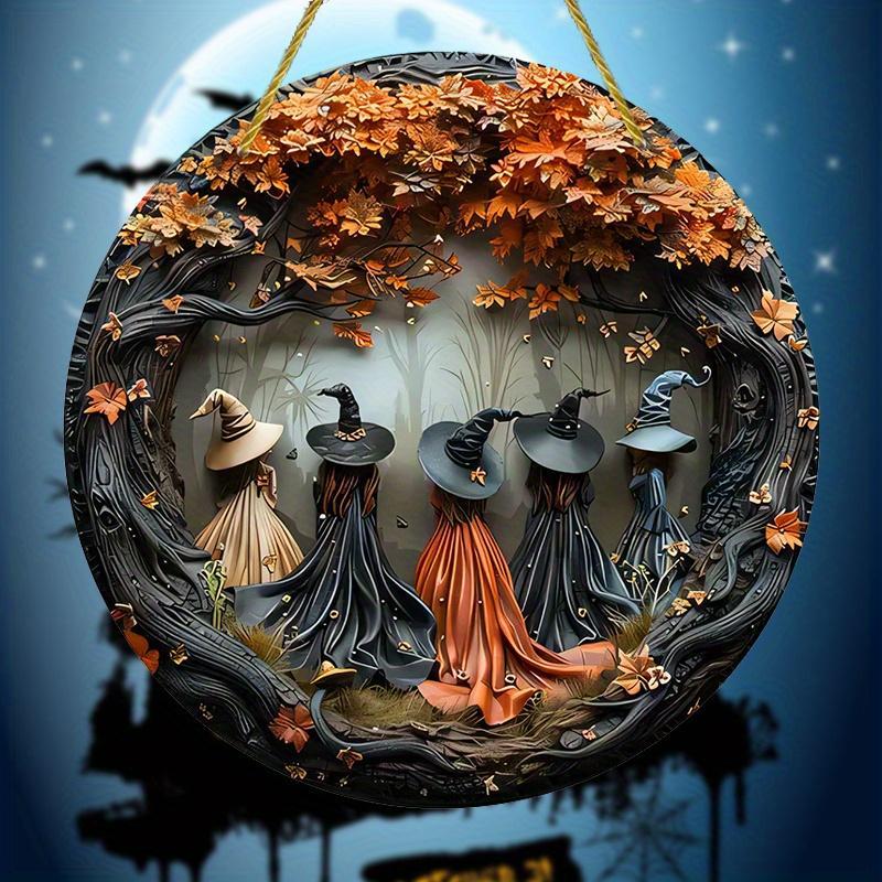 🔥🧙Witch Pattern Wooden Hanging Sign