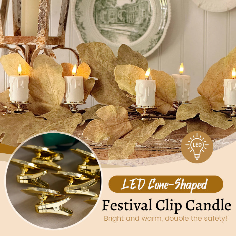 🔥LED Cone-Shaped Festival Clip Candle