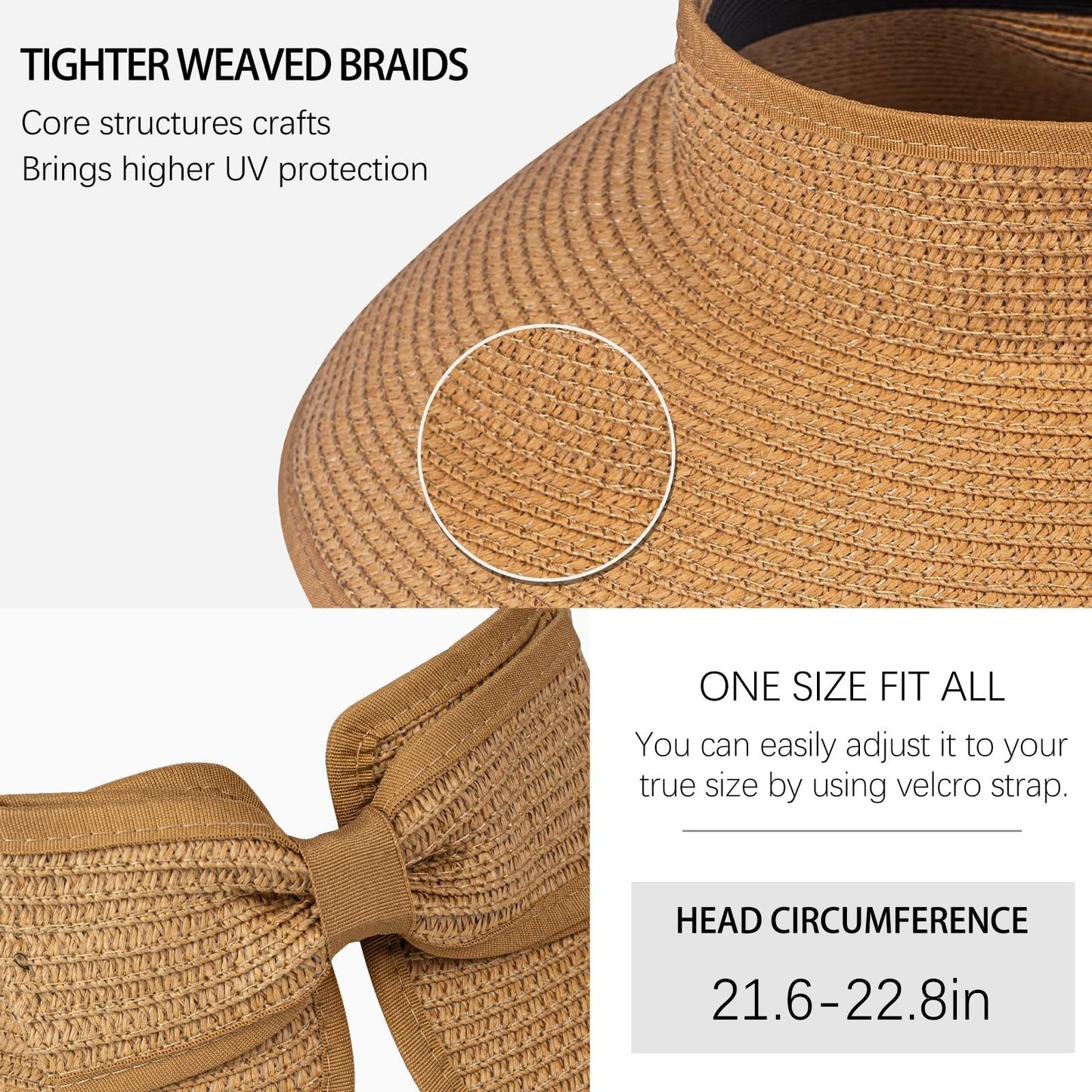 🎀 Stylishly Cool 🌞 Foldable Straw Hat with Open Crown