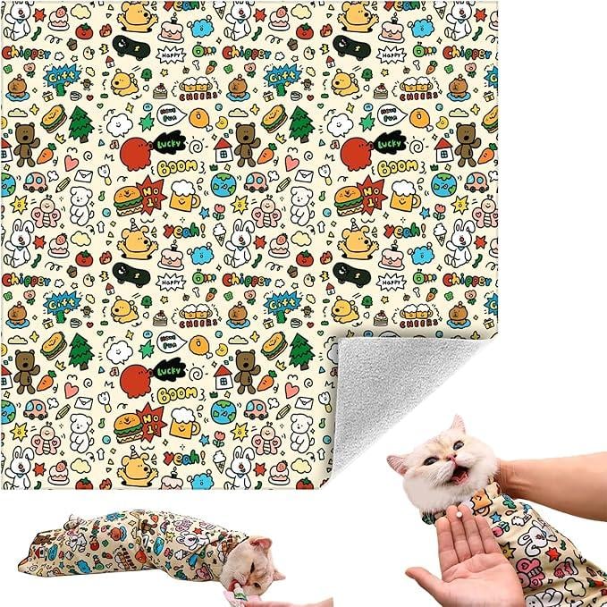🔥🐱 Cat Grooming Swaddle Wrap