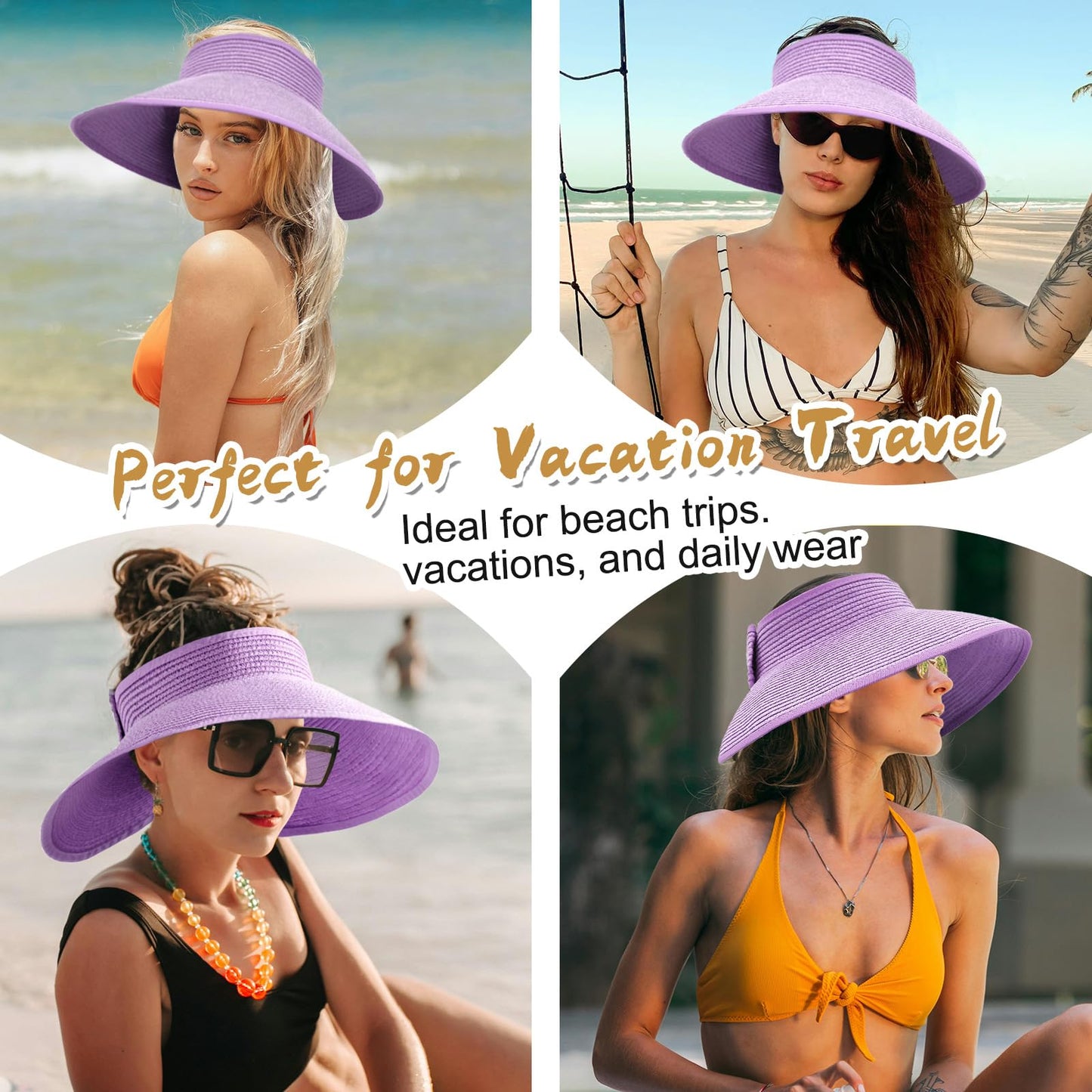 🎀 Stylishly Cool 🌞 Foldable Straw Hat with Open Crown