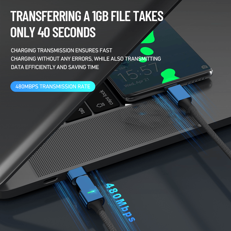 ๐ Magic Spin Cable - Fast Charging for MobilePhones and Electronics