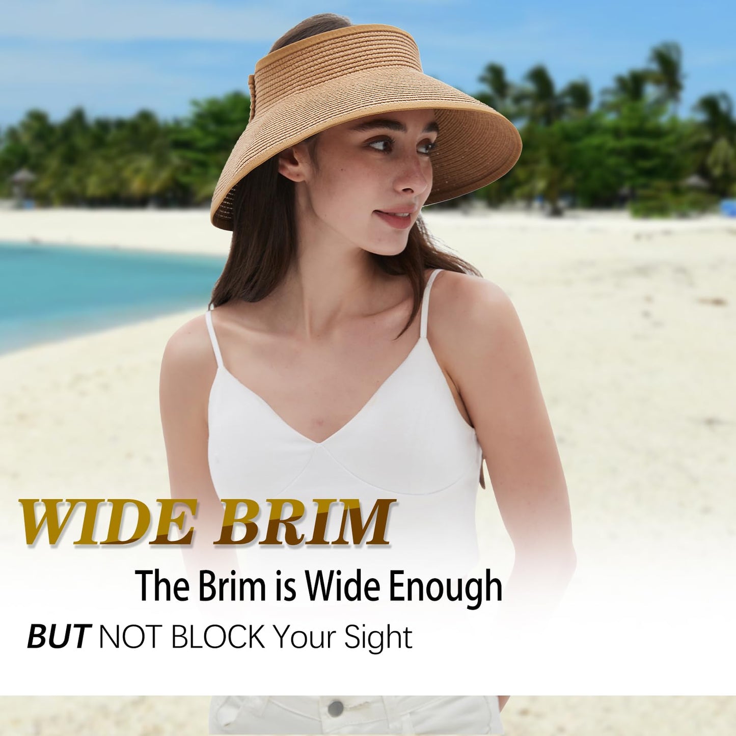 🎀 Stylishly Cool 🌞 Foldable Straw Hat with Open Crown