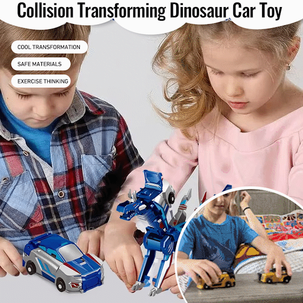 💥 2 In 1 Collision Transforming Dinosaur Car Toy