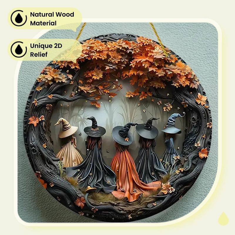 🔥🧙Witch Pattern Wooden Hanging Sign