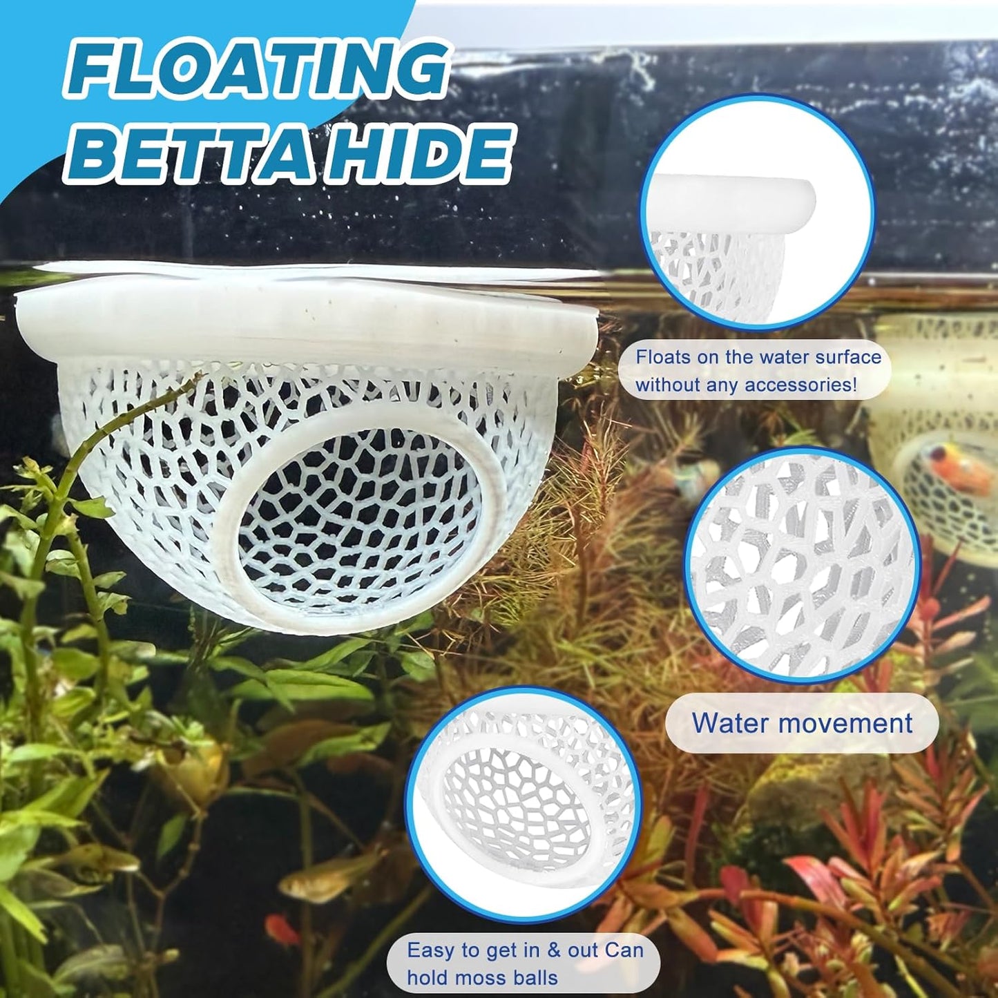🐠 Floating Betta Fish Cave – Hideout & Feeding Station