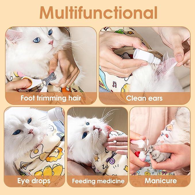 🔥🐱 Cat Grooming Swaddle Wrap