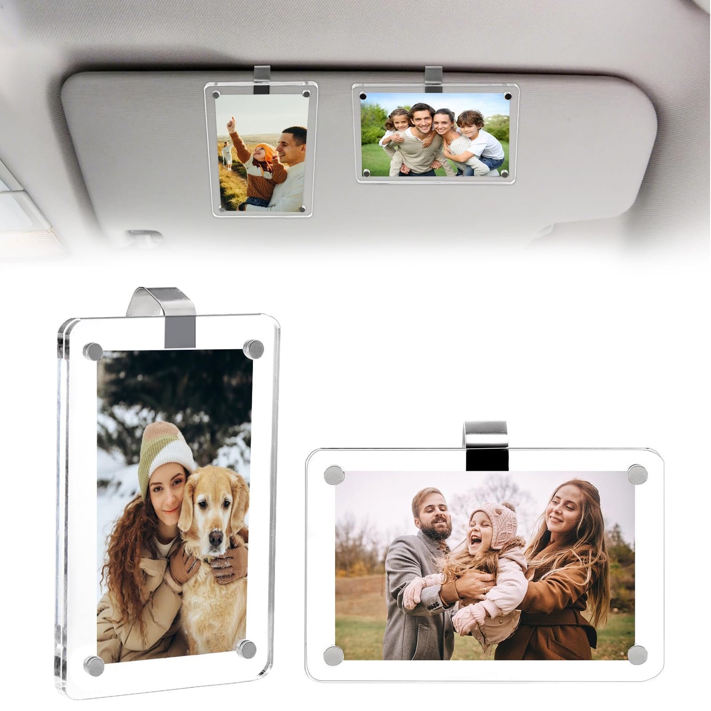 💕Acrylic Magnetic Car Sun Visor Photo Clip – Drive Safe, You’re Loved