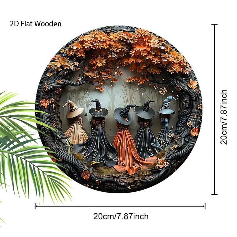 🔥🧙Witch Pattern Wooden Hanging Sign