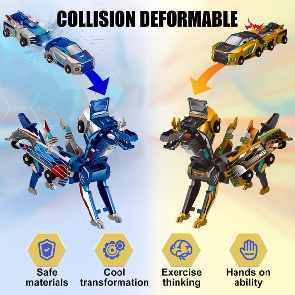 💥 2 In 1 Collision Transforming Dinosaur Car Toy