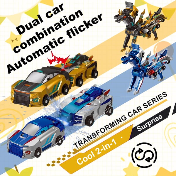 💥 2 In 1 Collision Transforming Dinosaur Car Toy