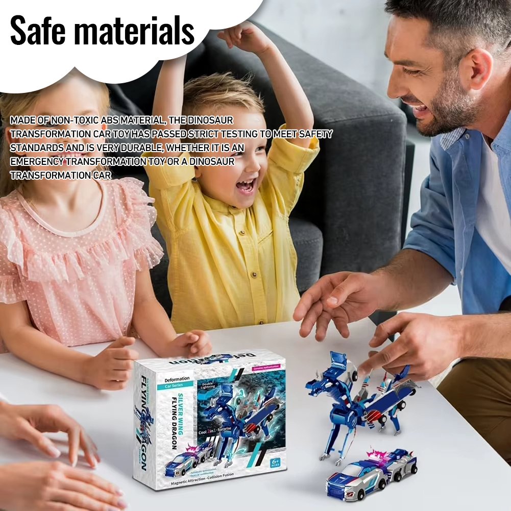 💥 2 In 1 Collision Transforming Dinosaur Car Toy