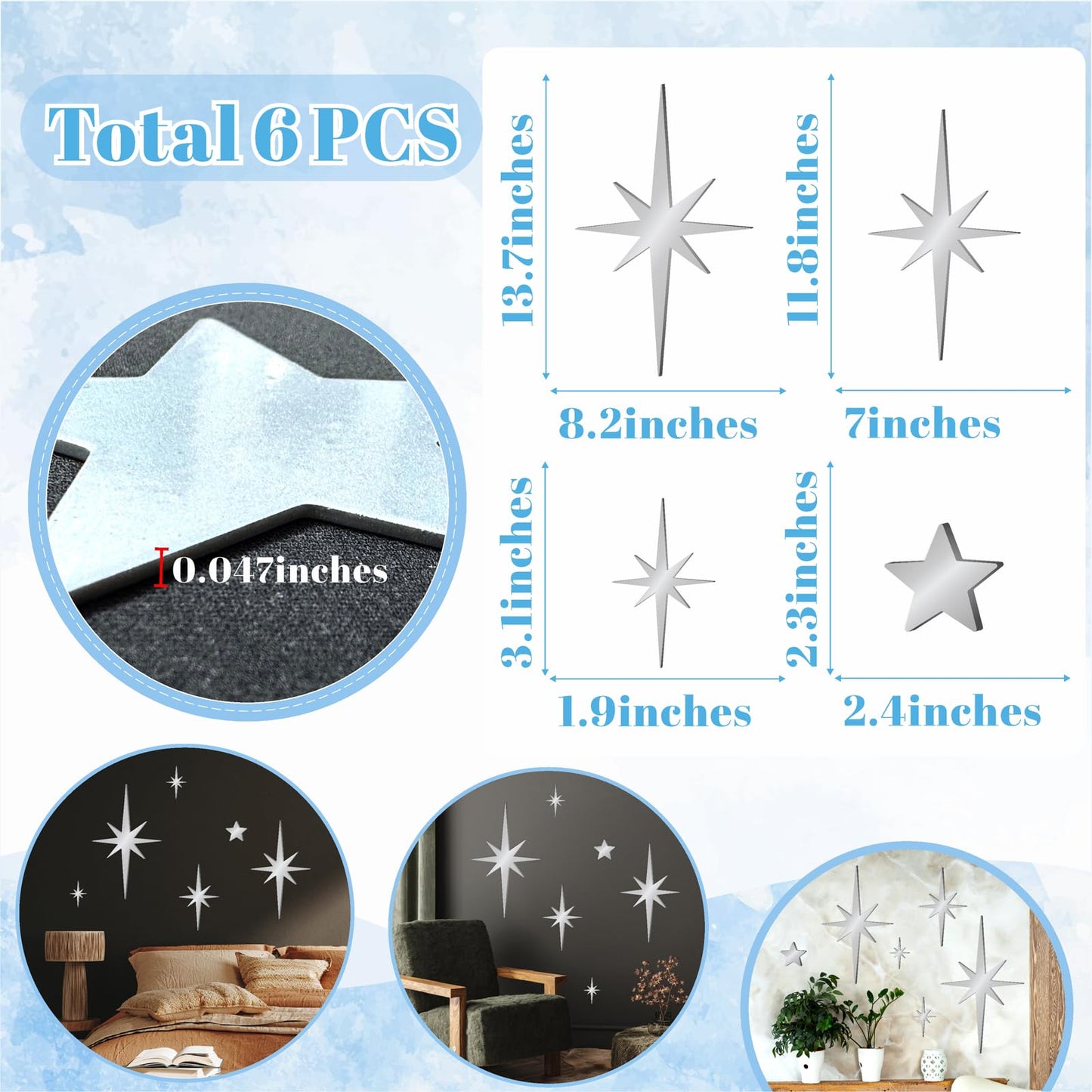 🔥Hot Sale 49% OFF✨ Mirror Star Wall Decals