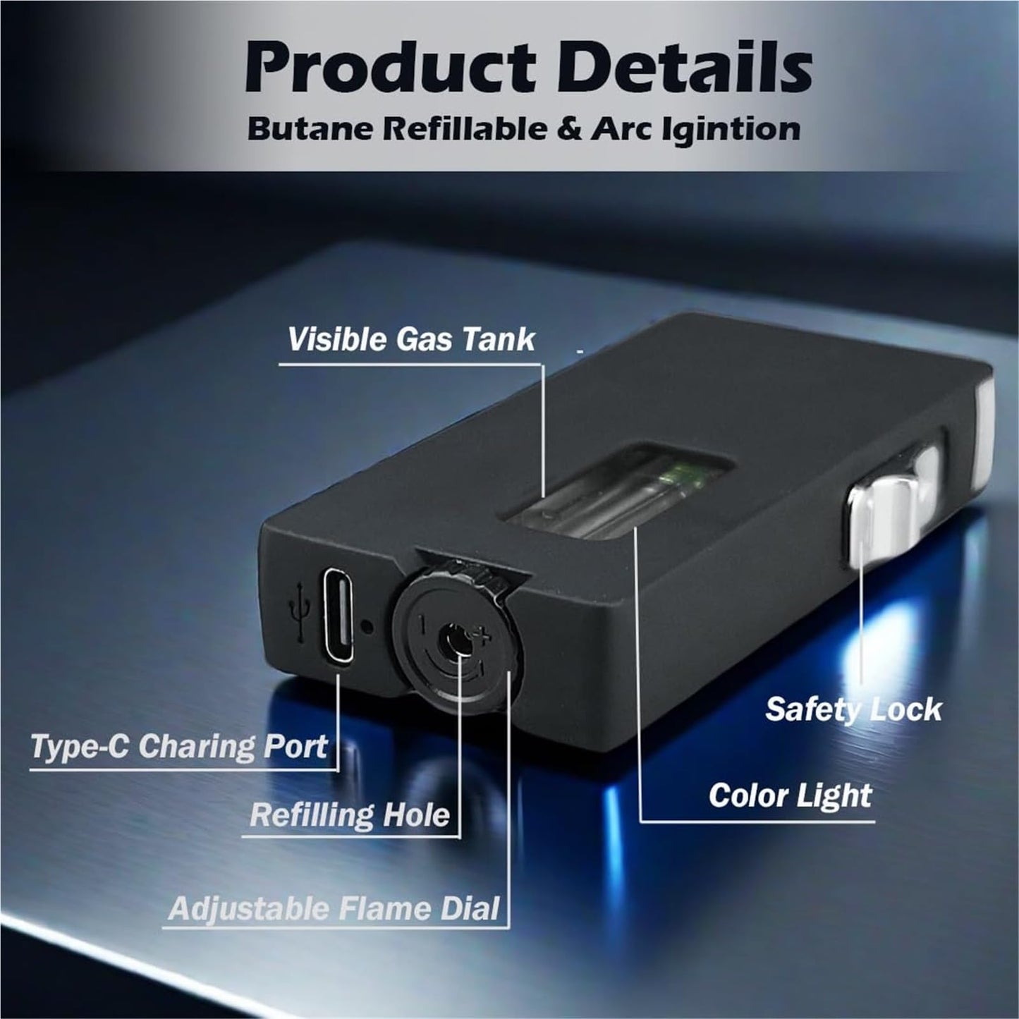 🔥7-Hole Windproof Butane Lighter with Safety Lock