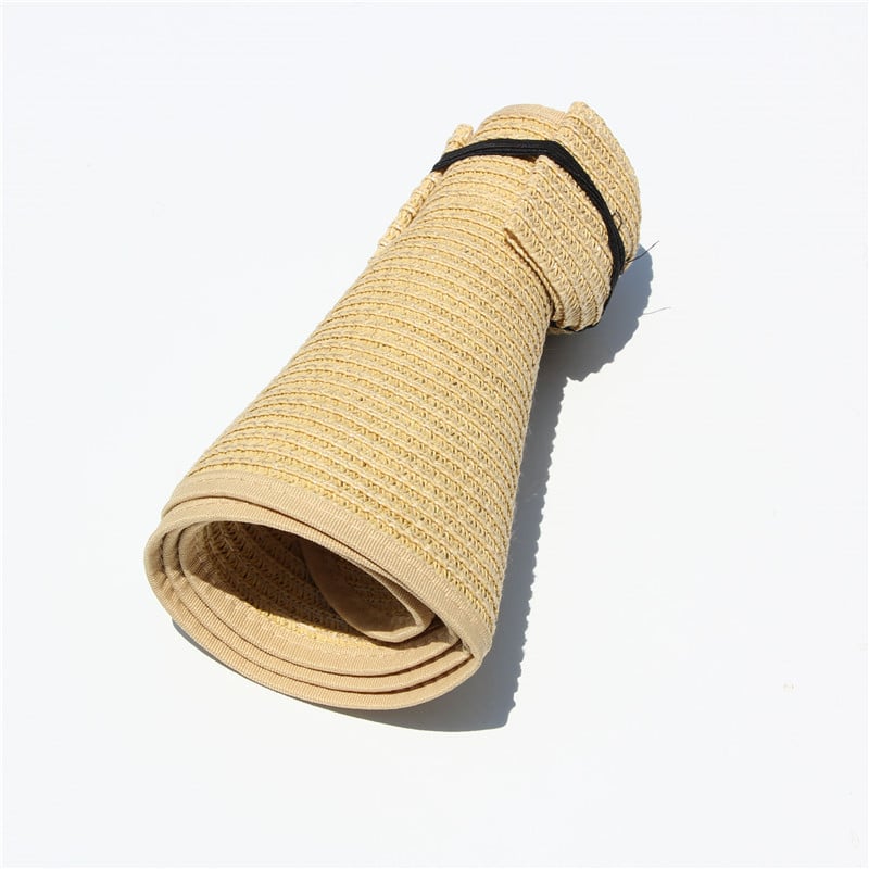🎀 Stylishly Cool 🌞 Foldable Straw Hat with Open Crown