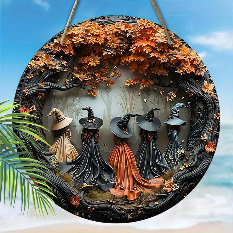 🔥🧙Witch Pattern Wooden Hanging Sign