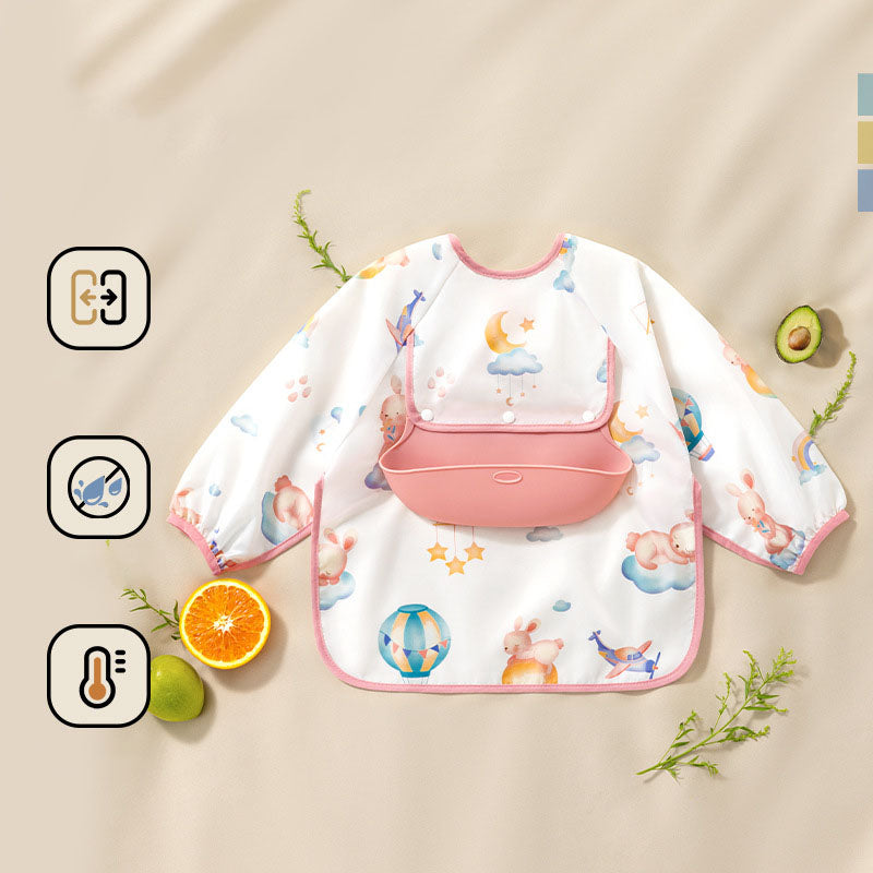 🔥Mess-Free Baby Bib with Silicone Catcher