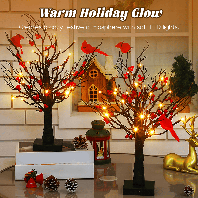 💡Vintage Glowing Cardinal Tree With Berries
