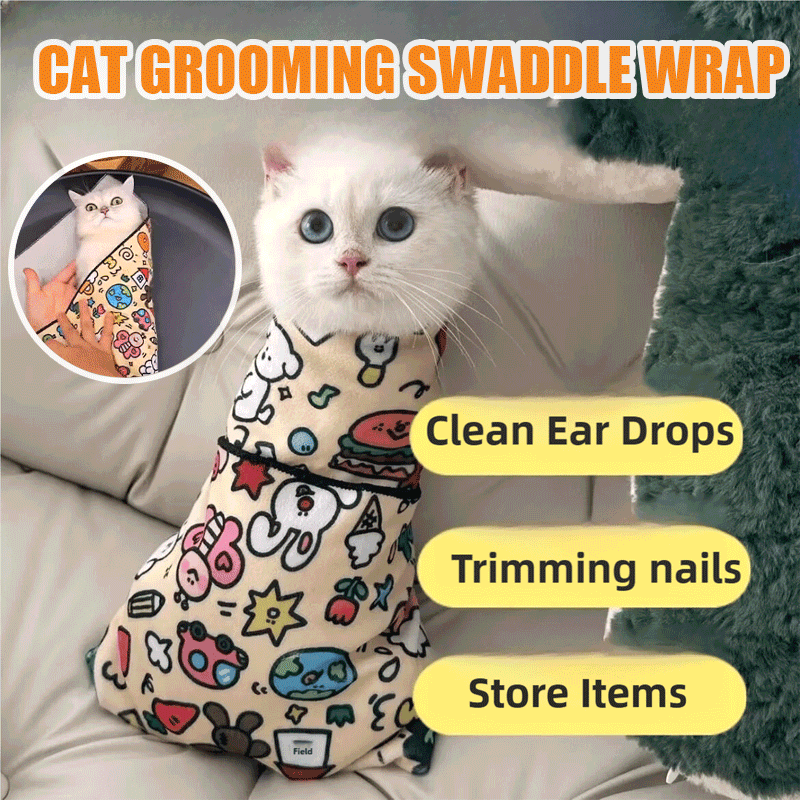 🔥🐱 Cat Grooming Swaddle Wrap