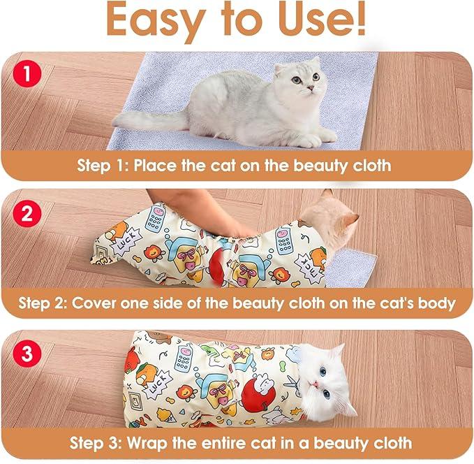 🔥🐱 Cat Grooming Swaddle Wrap