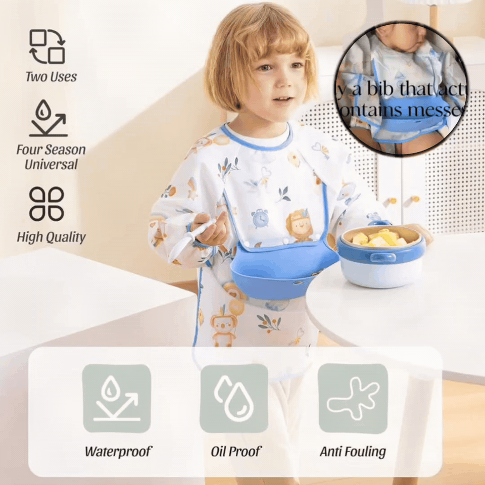 🔥Mess-Free Baby Bib with Silicone Catcher