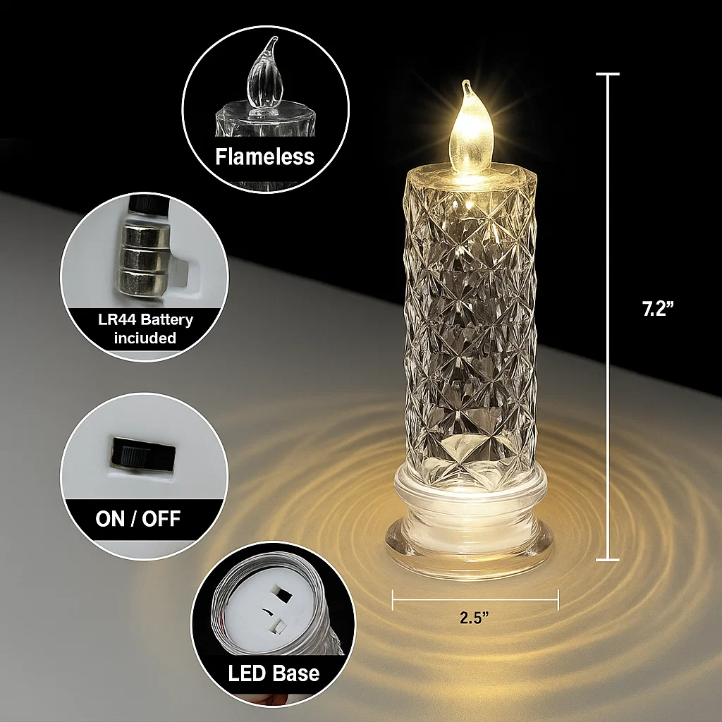 🌹 LED-ljus utan låga med rosskugga