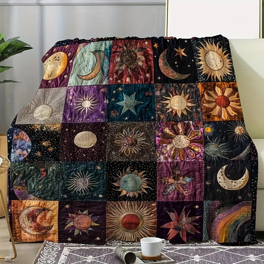 🌙🔥Bohemian Sun and Moon Flannel Blanket