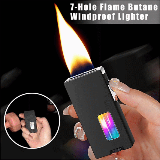 🔥7-Hole Windproof Butane Lighter with Safety Lock