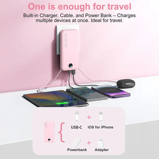 🔥3-in-1 12,000mAh Ultra-Thin Power Bank with AC Plug