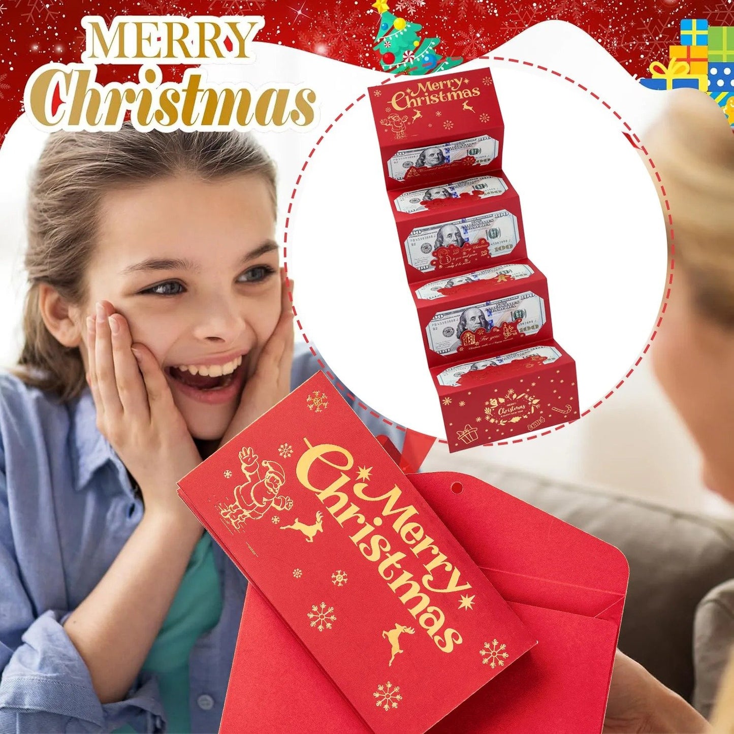 🎅💸 Christmas Cash Envelope with Money Clip