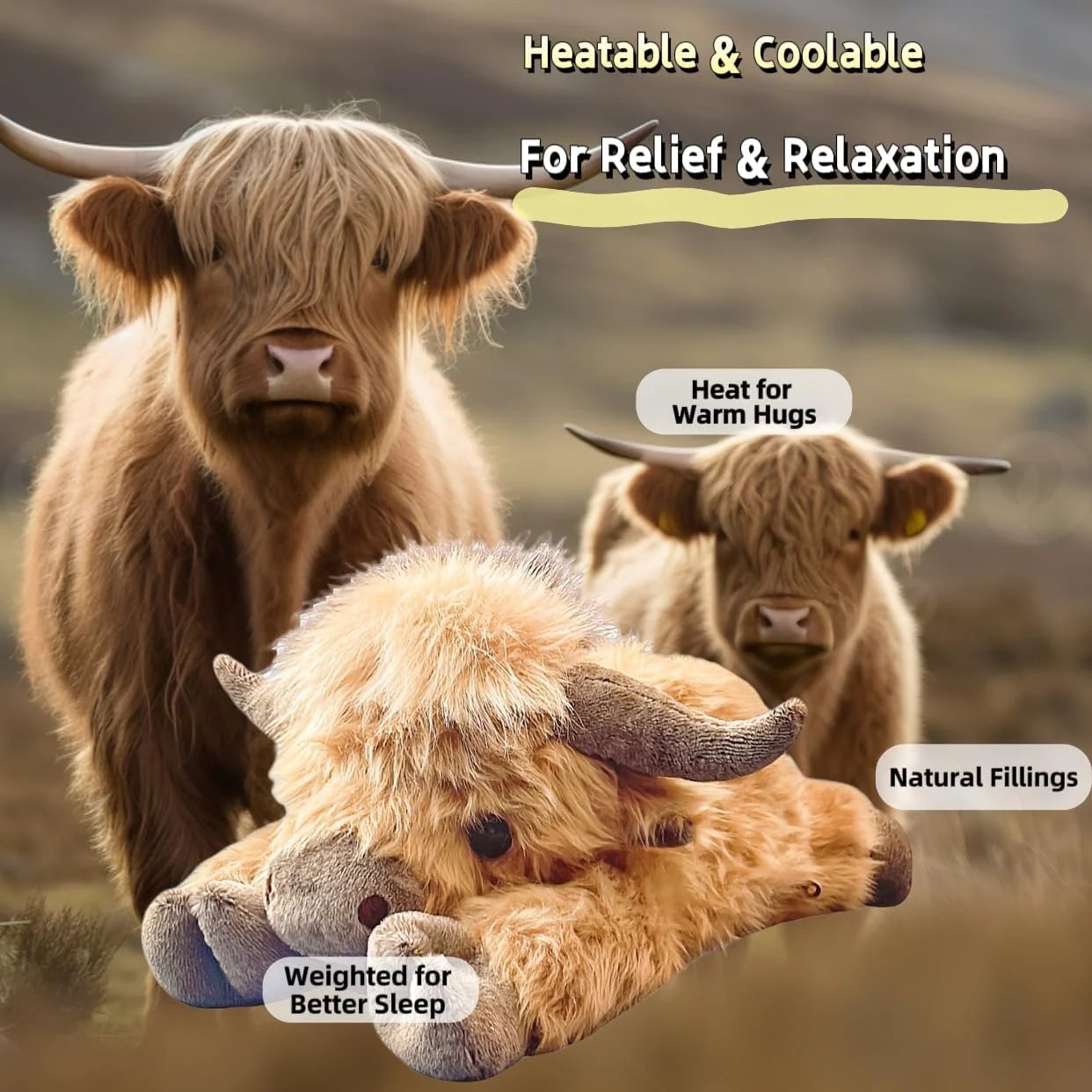 🔥 Last Day 49% OFF  🎁Cute Cartoon Highland Cow Cuddly Toy
