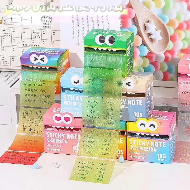 🌈Cute Monster Pattern Sticky Note (105 Sheets/Roll)