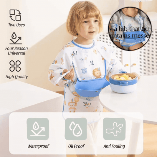 🔥Mess-Free Baby Bib with Silicone Catcher